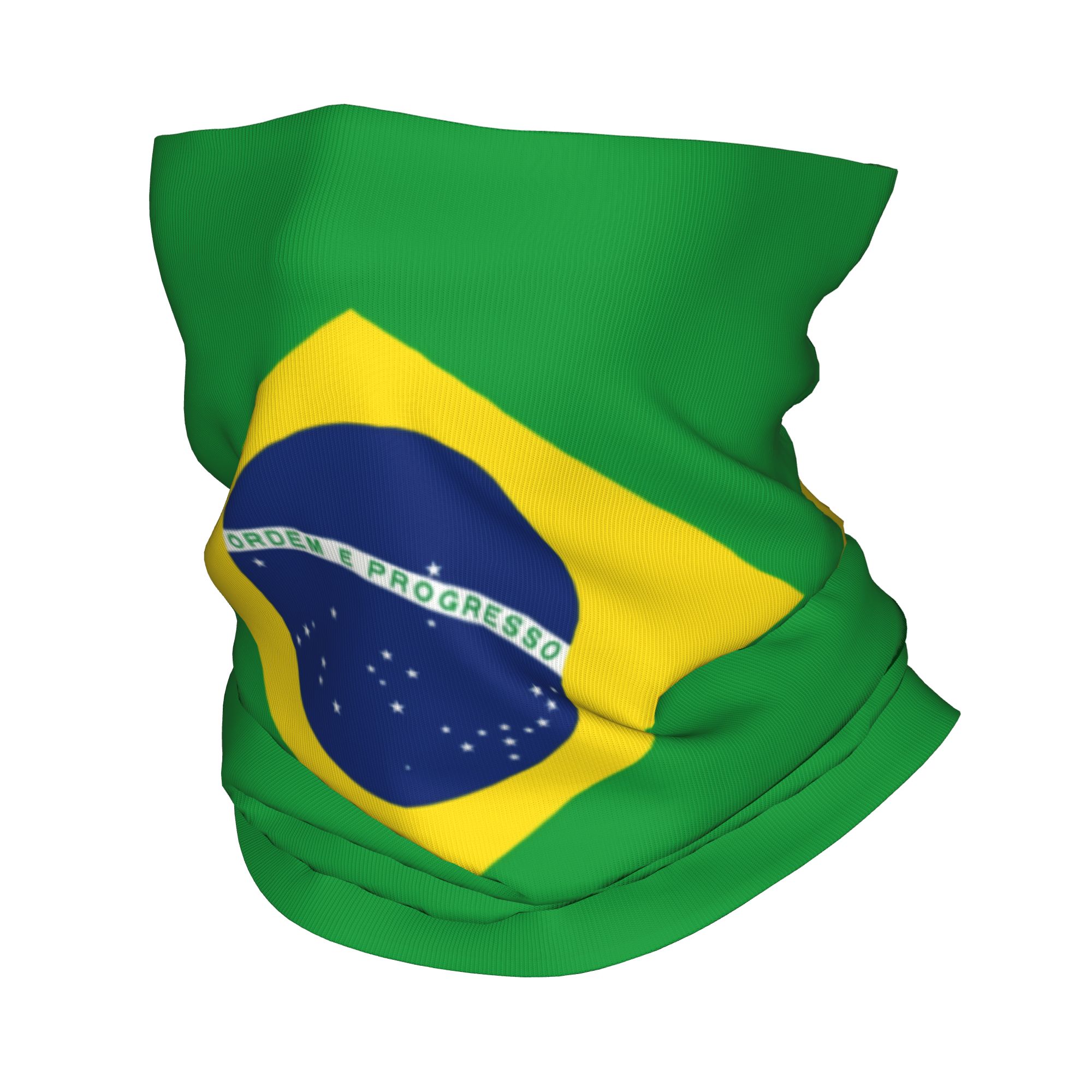 Neck Gaiter Face Cover - Bandana Bendera Brasil Kustom, Penutup Leher,